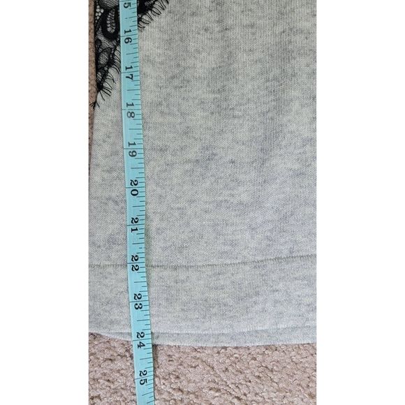J. Crew Sweater Crew Neck Womens XS Grey w/ Black Lace Accent Soft Wool Blend - Picture 11 of 12